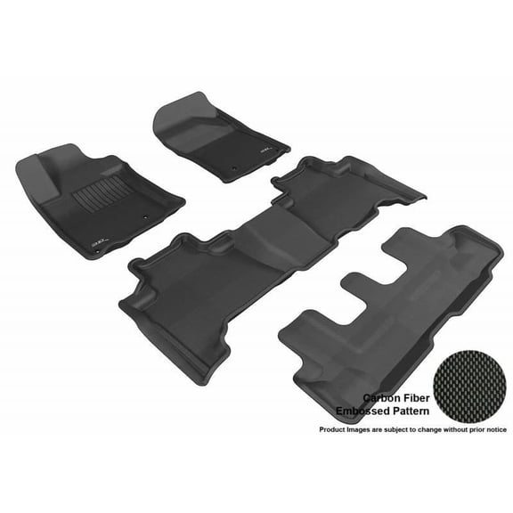 3D Maxpider 2010-2013 Fits Lexus GX460 1st Row 2nd Row 3rd Row Kagu Carbon Fiber Embossed Pattern Black Floor Mat L1LX04301509