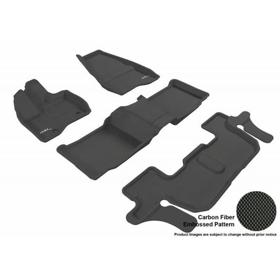 3D Maxpider 2011-2014 Fits Ford Explorer 1st Row 2nd Row 3rd Row Kagu Carbon Fiber Embossed Pattern Black Floor Mat L1FR03601509