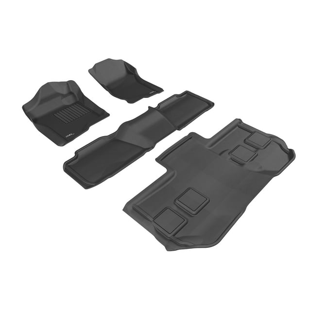 3D Maxpider 2011-2014 Fits GMC Yukon Xl Kagu Carbon Fiber Embossed Pattern 1st Row 2nd Row 3rd Row With Bucket 2nd Row Black Floor Mat L1GM02801509