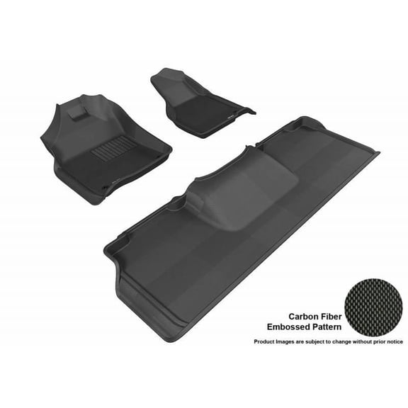 3D Maxpider 2012-2018 Fits Dodge Ram 2500 Ram 3500 Mega Cab 1st Row 2nd Row Kagu Carbon Fiber Embossed Pattern Black Floor Mat L1DG02101509