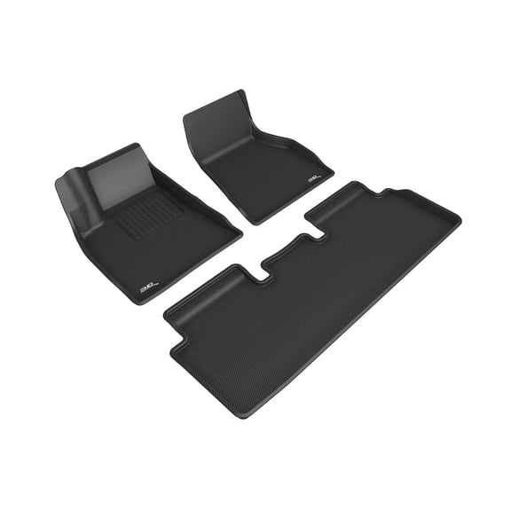 3D Maxpider 2020-2021 Fits Tesla Model S Kagu Black 1st Row 2nd Row Carbon Fiber Embossed Pattern Floor Mat L1Tl02001509