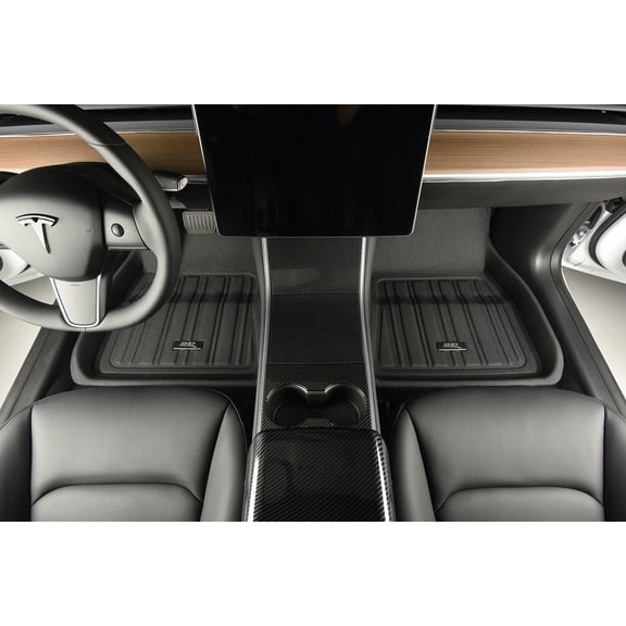 3D Maxpider 2020-2023 Fits Tesla Model 3 1St Row 2Nd Row Carbon Fiber Embossed Pattern Floor Mats Elitect Black E1TL02601809