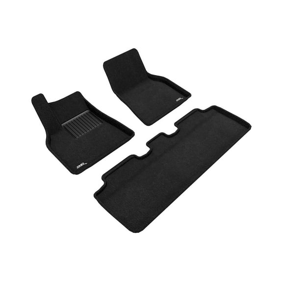3D Maxpider 2020 Fits Tesla Model Y 1st Row 2nd Row Elegant Woven Nylon Black Floor Mat L1TL01704709