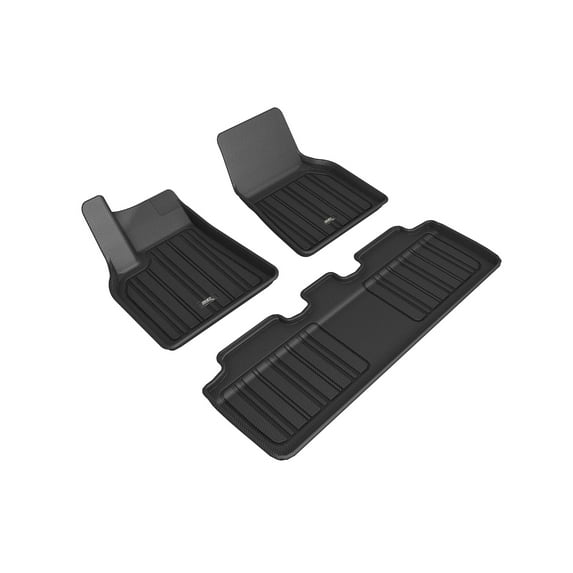 3D Maxpider 2021-2023 Fits Tesla Model Y 1St Row 2Nd Row Carbon Fiber Embossed Pattern Floor Mats Elitect Black E1TL02701809