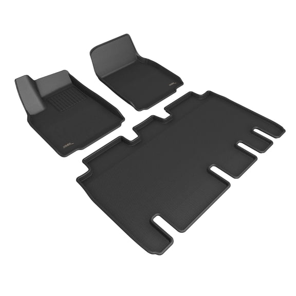 3D Maxpider 2022-2024 Fits Tesla Model X 5-Seat Custom Fit Kagu 1st 2nd Row Full Set Floor Mat Carbon Fiber Embossed Pattern Black L1TL04601509