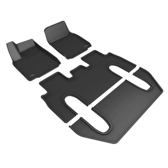 3D Maxpider 2022-2024 Fits Tesla Model X Custom Fit Kagu Full Set 1st 2nd & 3rd Row Carbon Fiber Embossed Pattern Floor Mat Black L1TL04301509