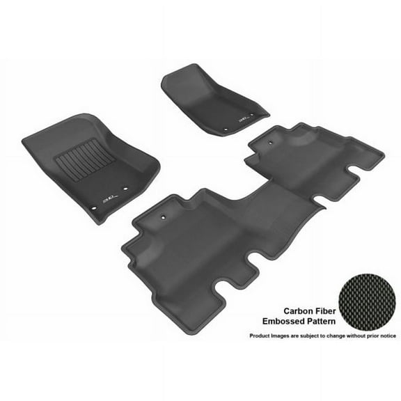 3D Maxpider Complete Set Custom Fit All-Weather Kagu Black Floor Mat for 2014-2016 Jeep Wrangler Unlimited Models - Black