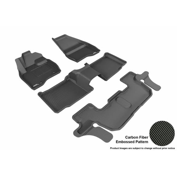 3D Maxpider Complete Set Custom Fit All-Weather Kagu Black Floor Mat for 2015-2016 Ford Explorer Models - Bucket Seating