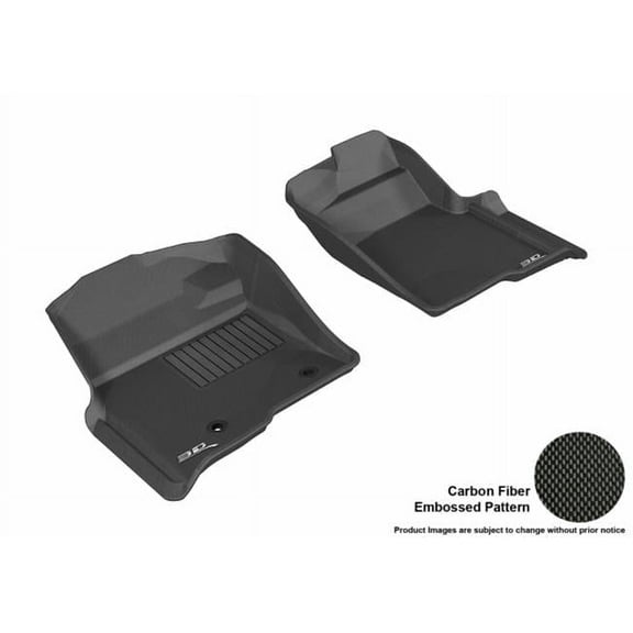 3D Maxpider Front Row Custom Fit All-Weather Kagu Black Floor Mat for 2009-2014 Regular-Super Cab-Super Crew Ford F-150 Models - 2 Eyelets