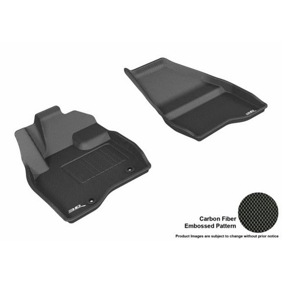3D Maxpider Front Row Custom Fit All-Weather Kagu Black Floor Mat for 2015-2016 Ford Explorer Models