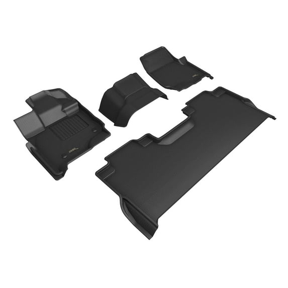 3D MAXpider Custom Fit Kagu Floor Mat (Black) Compatible with Ford F-150 Supercrew 2021-2024 Bench Seat (Vinyl Floor, w/Underseat Storage) - Full Set