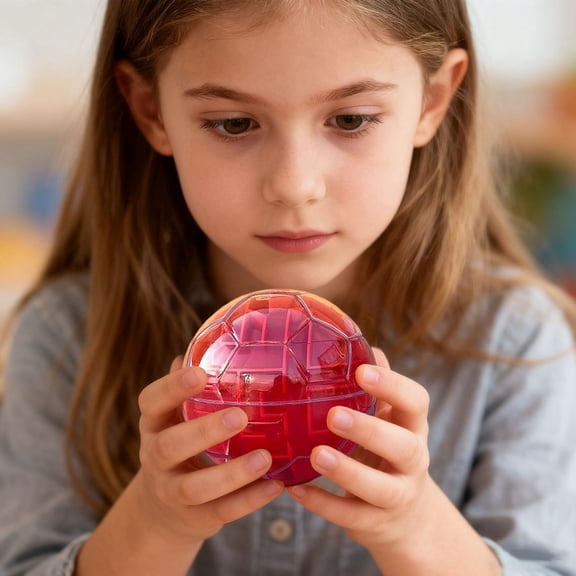 3D Maze Ball Puzzle Toys Ball Shape 3D Puzzle Fidget Toys Hard Challenges Game Lover(Red-10X10Cm)