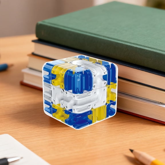 3D Maze Cube Ball Labyrinth Puzzle Brain Teaser Game Educational Learning Toys For Logical Thinking Funny Family Board Games Durable Puzzle Cube Gift(Blue-7.2Cm)