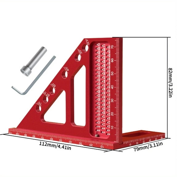 3D Measuring Ruler Aluminum Alloy Woodworking Square Protractors Triangle Layout Measuring Tool Multipurpose Measuring Ruler