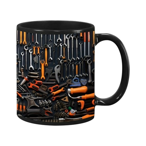 3D Mechanic Coffee Mug for Men – Black Ceramic Tool Mug, Funny Auto Repair & Handyman Coffee Cup, Toolbox Design, Car Lover Gift, Husband & Dad Birthday, Christmas, Thanksgiving 11oz