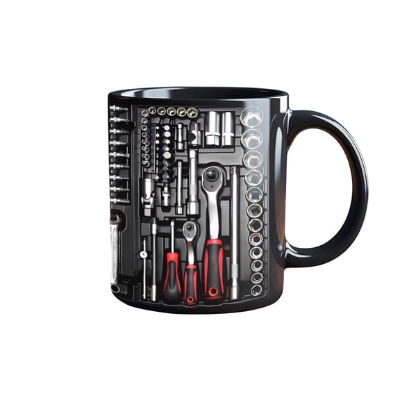 3D Mechanic Toolbox Coffee Mug, Funny Ceramic Toolbox Design Coffee Cup, Creative Gift for Mechanic Enthusiasts, Perfect for Husband, Dad, or DIY Lovers