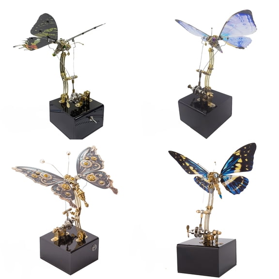 3D Mechanical Butterfly Music Box Model Kit, 300PCS DIY Metal Assembly Puzzle with Moving Wings, Steampunk Kinetic Sculpture Desk Decor for Adults