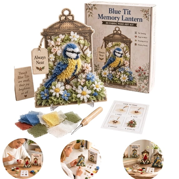 3D Memory Lantern Bird 3D Fabric Poke Art Kit Fabric Poke Art Poke Art Kits For Adults Poke Art For Adults Poke Fabric Craft Kit Creative Memories Relax Craft Project,B