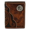 thumbnail image 1 of 3D Men's Floral Tooled With Cross Concho Trifold Wallet D250001402, 1 of 1