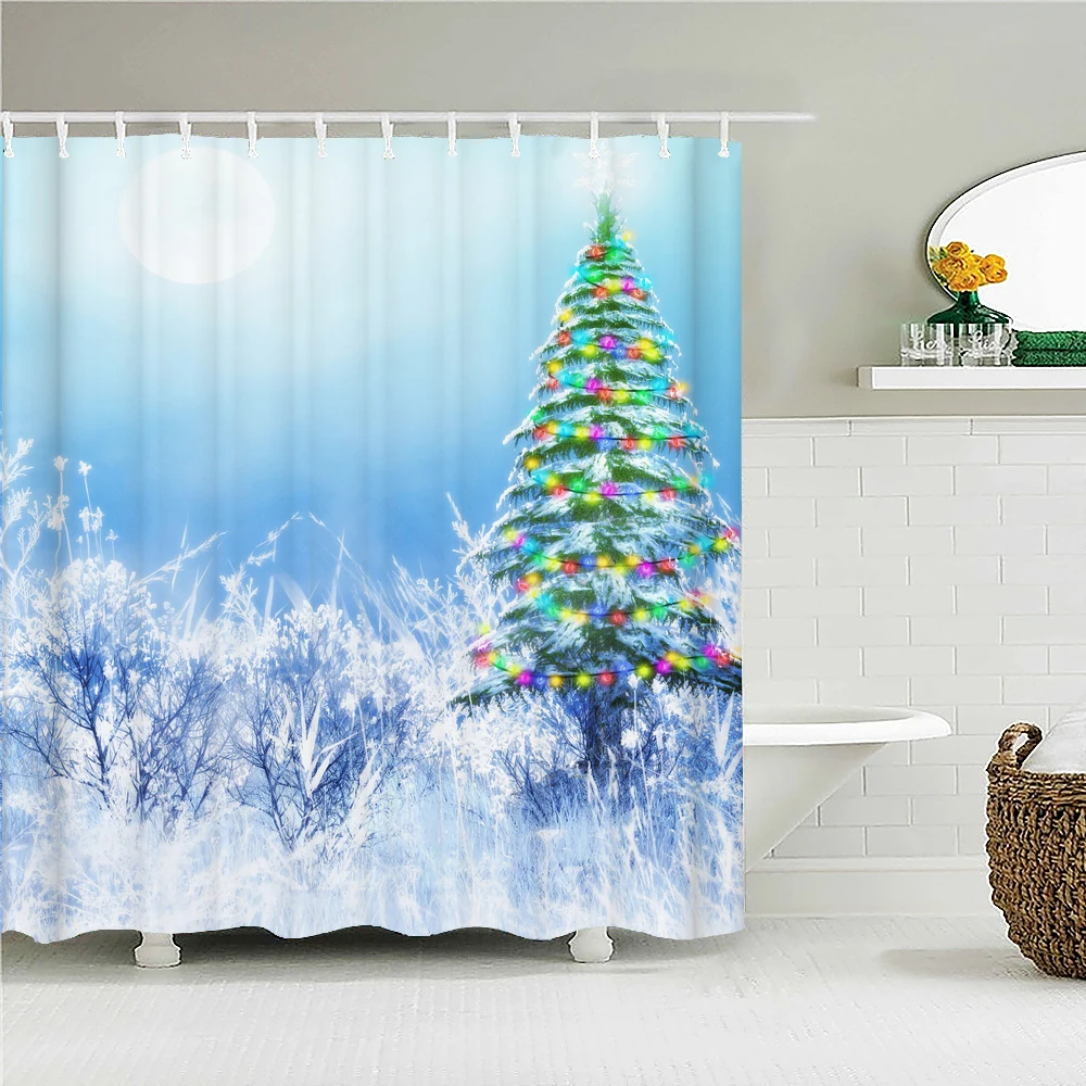 3D Merry Christmas printing home decoration shower curtain christmas