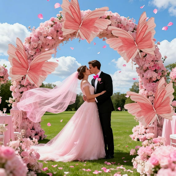 3D Mesh Butterfly Outdoor Decoration, Large 19.69 Inch Polyester Wing for Wedding Party Garden Courtyard and Birthday Celebration Decor