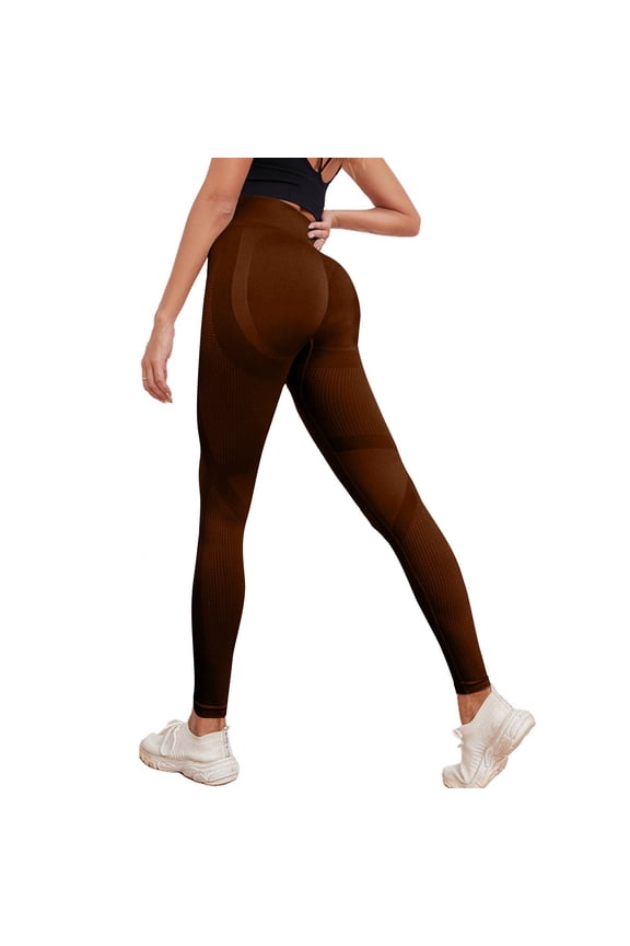 3D Metabolic Booster Leggings-3D Anti-Cellulite Compression Leggings for Women, High Waist Scrunch Butt Yoga Pants Brown M