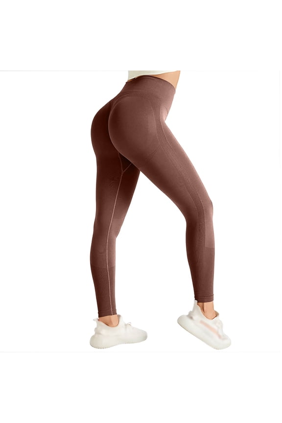 3D Metabolic Booster Leggings-3D Anti-Cellulite Compression Leggings for Women, High Waist Scrunch Butt Yoga Pants Brown S