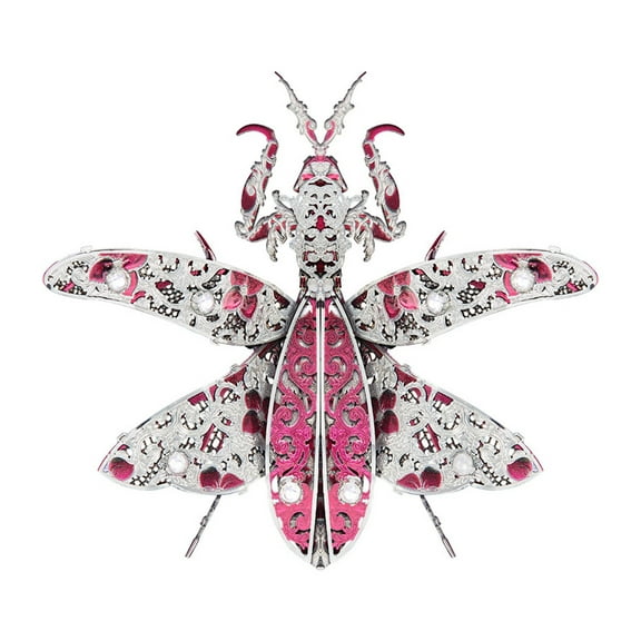 3D Metal Amethyst Mantis Puzzle Kit, Stainless Steel DIY Insect Model Assembly Craft, Desktop Decoration Brooch Pendant Collectible