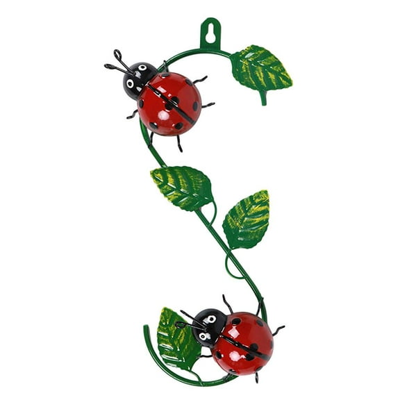 3D Metal Art ， 11.8 Inch Metal Bee Ladybugs Wall Decor Decorative Sculptures with Green Leaves for Garden Wall Patio Yard Indoor and Outdoor Wooden House Wall Hanging Decoration (Ladybug)