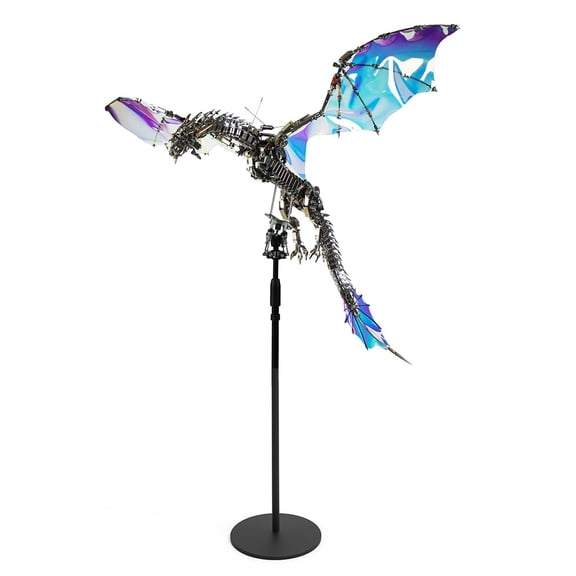 3D Metal Aurora Dragon Model Kit with Stand, 3000+PCS DIY Mechanical Dragon Assembly, Premium Metal Art Puzzle with Movable Joints, Collectible Display Model for Adults Enthusiasts