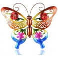 thumbnail image 1 of 3D Metal Butterfly Ornaments Wall Art Decor Outdoor, 1 Pack Colorful Garden Wall Sculptures Indoor or Outdoor Home Decorations (Yellow-1PCS), 1 of 5