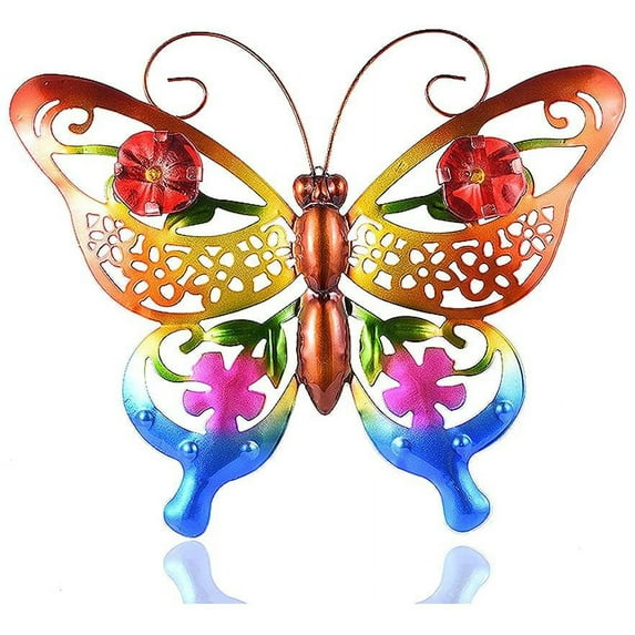 3D Metal Butterfly Ornaments Wall Art Decor Outdoor, 1 Pack Colorful Garden Wall Sculptures Indoor or Outdoor Home Decorations (Yellow-1PCS)