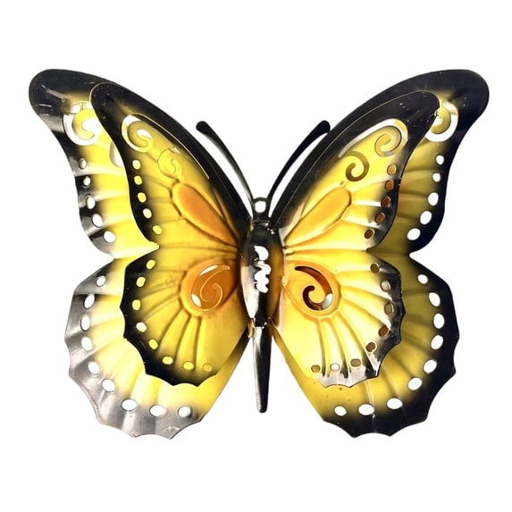 3D Metal Butterfly Wall Art Decor, Hand Painted Hanging Butterfly Ornament, Weatherproof Outdoor Fence, Patio, Tree, Indoor Wall Sculpture Decoration,9.5*6.9 in.