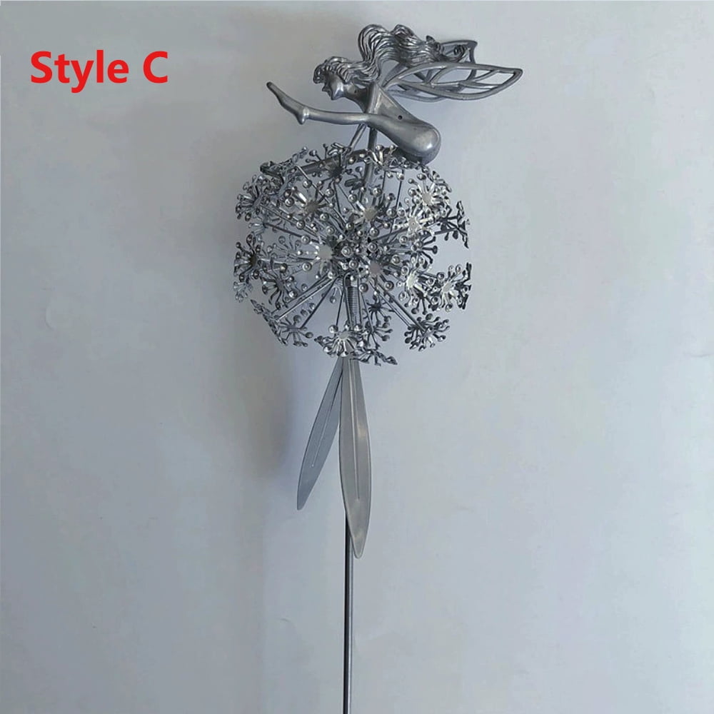 3D Metal Craft Dandelion Fairy Plug-In, Garden Lawn Decoration Sculpture, Courtyard Terrace Decoration