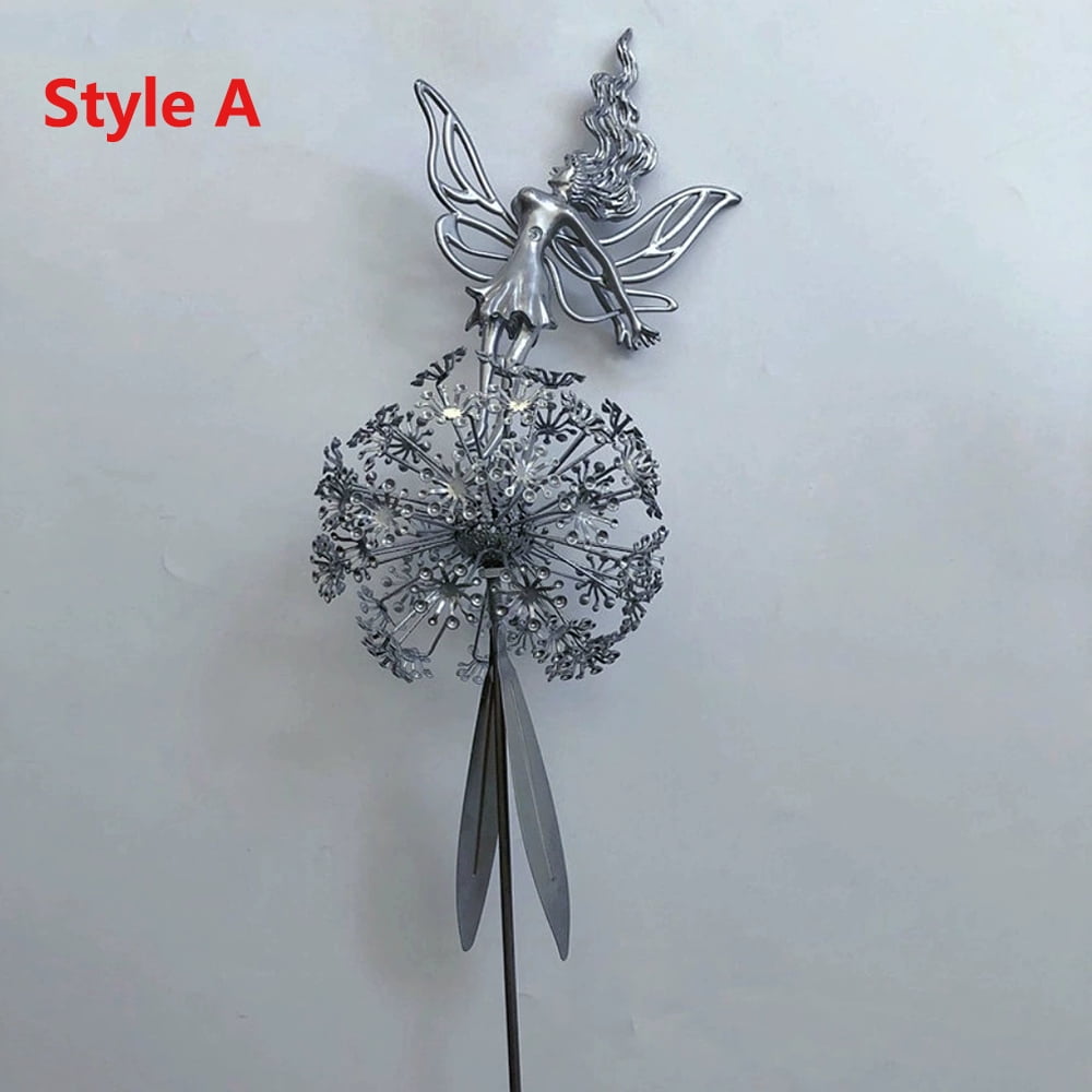 3D Metal Craft Dandelion Fairy Plug-In, Garden Lawn Decoration Sculpture, Courtyard Terrace Decoration