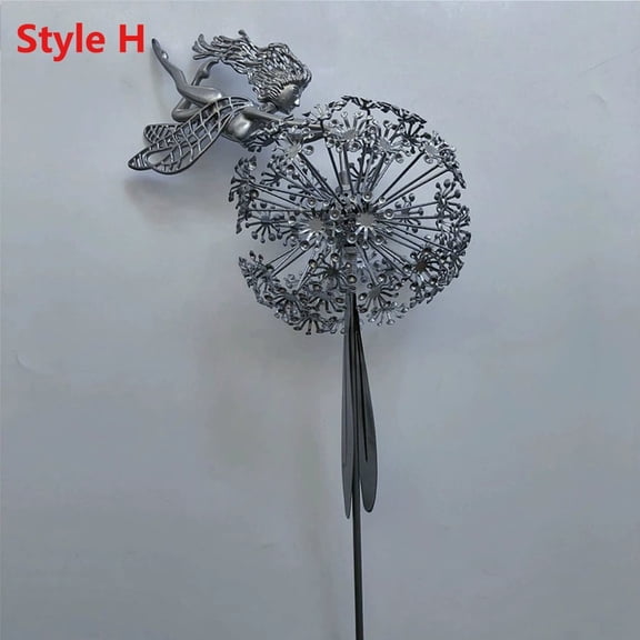 3D Metal Craft Dandelion Fairy Plug-In, Garden Lawn Decoration Sculpture, Courtyard Terrace Decoration