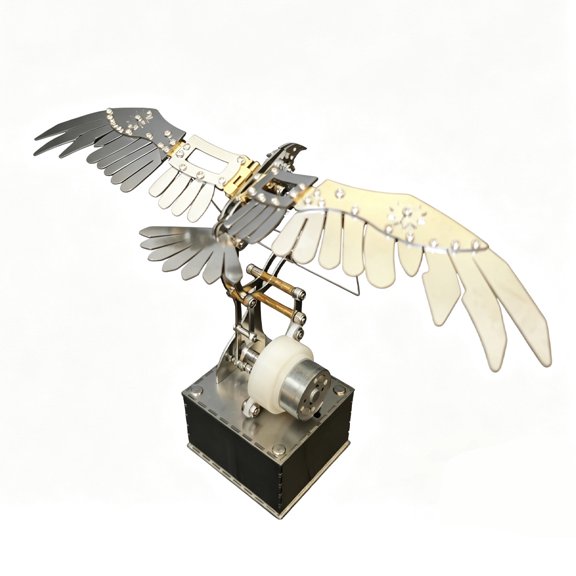 3D Metal Eagle Model, Mechanical Steampunk Dynamic DIY Bird Assembly Finished Art Display, Desktop Ornament Gift for Adults