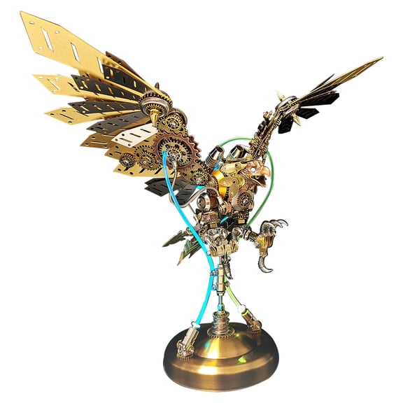 3D Metal Eagle Puzzles for Adults, Steampunk Mechanical Bird Animal DIY Assembly Model Kit with Dynamic Posture, Creative Trendy Display & Gift (650 Pieces)