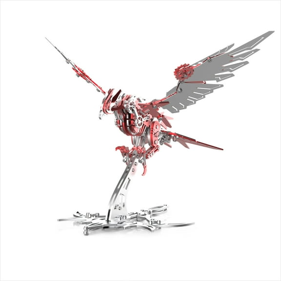 3D Metal Falcon Predator Model Kit, 3D Metal Puzzle for Adults, Realistic Robotic Bird of Prey for Home Decoration and Desk Display, Creative Gift for Collectors (279PCS/Red)