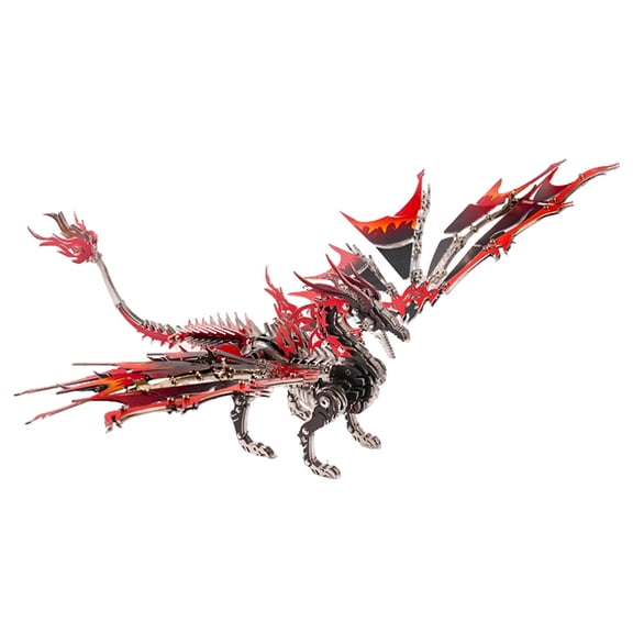 3D Metal Fire-Breathing Dragon Puzzles for Adults, Steampunk Mechanical Bionic Animal DIY Assembly Model Kit, Engineering Crafts for Home Office Decoration & Gift (200+ Pieces)