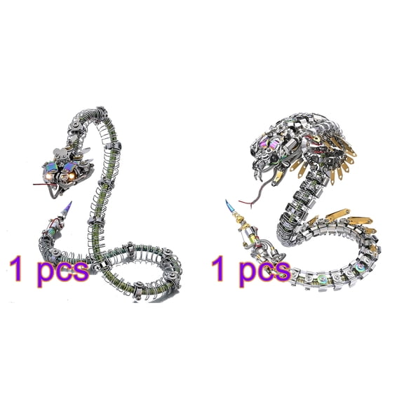 3D Metal Green Snake Puzzle Stereo Assembly Model, Movable Parts, Creative Birthday Gift for Adults(Combo Snake)