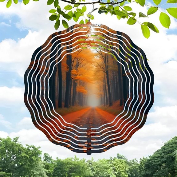 3D Metal Hanging Wind Chimes - Elegant Wind Spinners with Concentric Circle Design for Yard & Garden Decor Perfect for Autumn Vibes