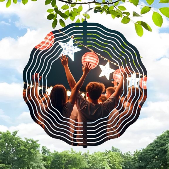 3D Metal Hanging Wind Chimes - Elegant Wind Spinners with Festive Lantern Pattern Design for Yard and Garden Decor Perfect for Outdoor Celebrations