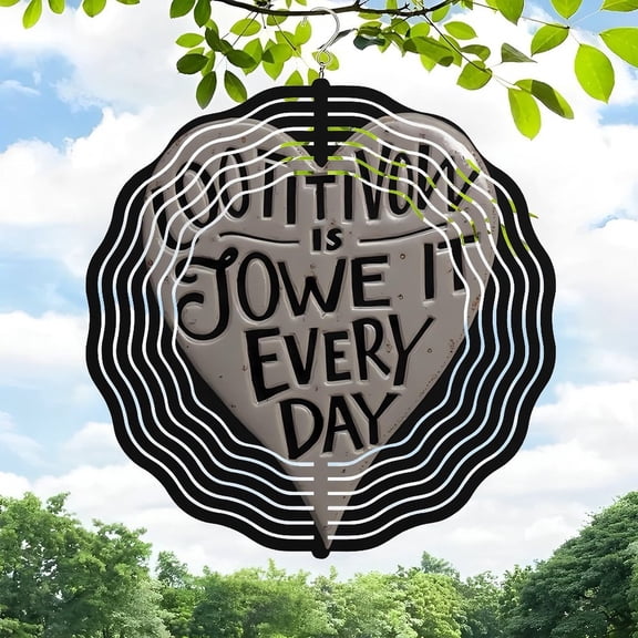 3D Metal Hanging Wind Spinner - Dynamic Circular Design with Concentric Waves - Perfect for Yard and Garden Decor - Inspirational Quote: " Nothing is sweeter every day " - Beautiful Outdoor Art