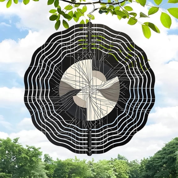 3D Metal Hanging Wind Spinner - Intricate Spider Web Design for Yard & Garden Decor - Stunning Outdoor Art with Depth & Dimension