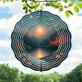 thumbnail image 1 of 3D Metal Hanging Wind Spinners - Circular Design with Concentric Patterns for Yard & Garden Decor - Serene Lake & Mountain Scene, 1 of 6