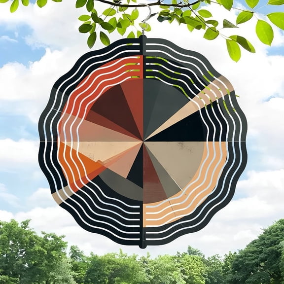 3D Metal Hanging Wind Spinners - Colorful Circular Design with Fan Chart Patterns for Yard & Garden Decor - Perfect for Outdoor Relaxation