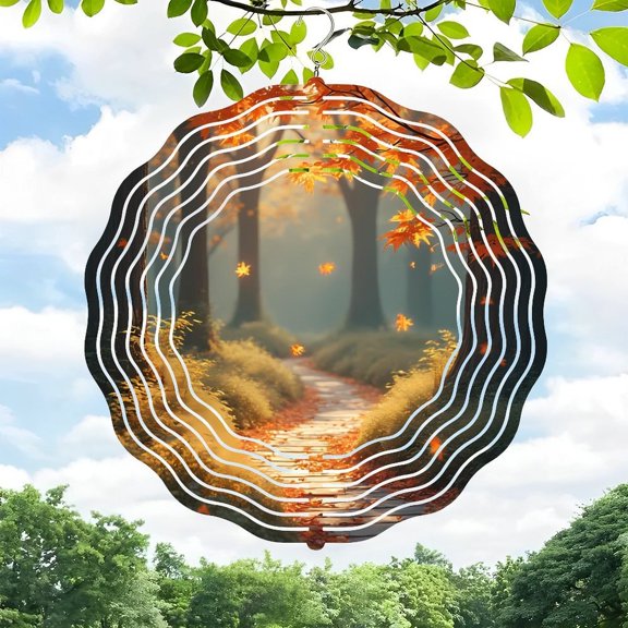 3D Metal Hanging Wind Spinners - Elegant Autumn Leaf Design Wind Chimes for Yard & Garden Decor Perfect for Creating a Serene Atmosphere