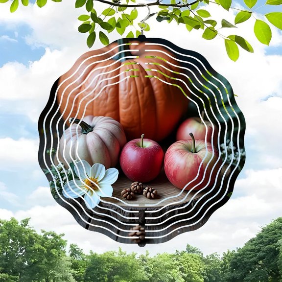 3D Metal Hanging Wind Spinners - Elegant Tree Bark & Wave Pattern Design for Yard and Garden Decor - Unique Wind Chimes for Outdoor Spaces