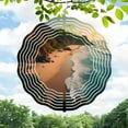 thumbnail image 1 of 3D Metal Hanging Wind Spinners - Serene Beach Scene Design with Concentric Circles Perfect for Yard and Garden Decor Beautifully Crafted Wind Chimes, 1 of 6